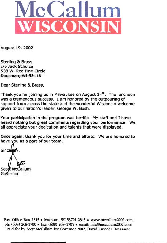 Thank You letter from Governor thank you letter. Thank You letter from Governor
